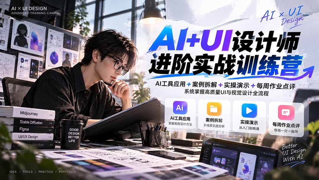（20905期）【无水印】AI+UI设计师进阶训练营-第4期：AI工具应用+案例拆解+实操演示+作业点评，掌握高质量UI与视觉设计全流程-知行阁轻创网-分享网络赚钱项目-全网首发副业项目实操平台-副业创业项目网