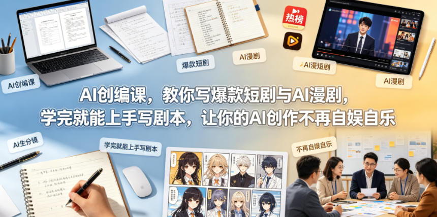 AI创编课，教你写爆款短剧与AI漫剧，学完就能上手写剧本，让你的AI创作不再自娱自乐（更新0521）-知行阁轻创网-分享网络赚钱项目-全网首发副业项目实操平台-副业创业项目网