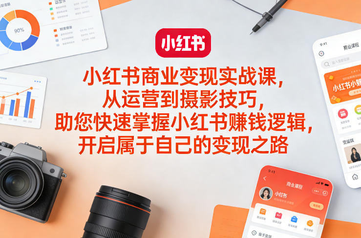 小红书商业变现实战课，从运营到摄影技巧，助您快速掌握小红书賺钱逻辑，开启属于自己的变现之路-知行阁轻创网-分享网络赚钱项目-全网首发副业项目实操平台-副业创业项目网