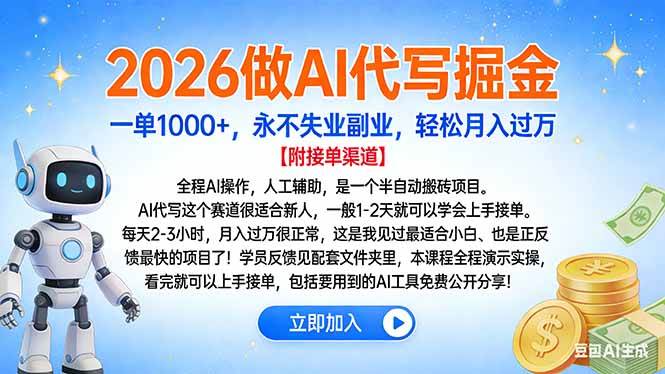 （16924期）2026做AI代写掘金，一单1000+，永不失业副业，轻松月入过万-知行阁轻创网-分享网络赚钱项目-全网首发副业项目实操平台-副业创业项目网