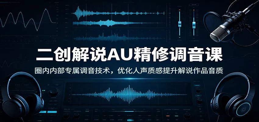 二创解说AU精修调音课：圈内内部专属调音技术，优化人声质感提升解说作品音质-知行阁轻创网-分享网络赚钱项目-全网首发副业项目实操平台-副业创业项目网