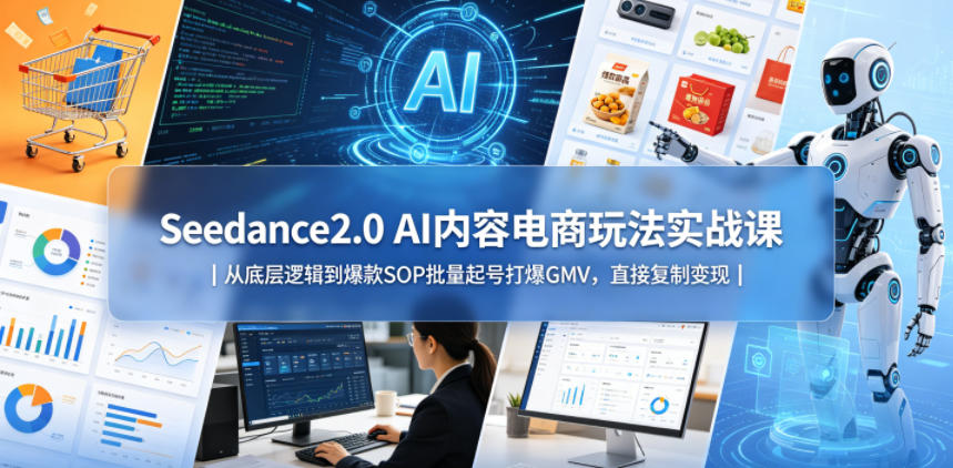 Seedance2.0 AI内容电商玩法实战课｜从底层逻辑到爆款SOP批量起号打爆GMV，直接复制变现-知行阁轻创网-分享网络赚钱项目-全网首发副业项目实操平台-副业创业项目网