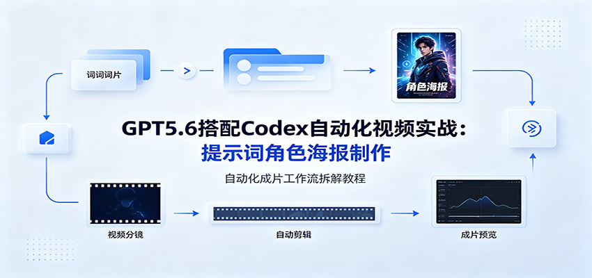 GPT5.6搭配Codex自动化视频实战：提示词角色海报制作，自动化成片工作流拆解教程-知行阁轻创网-分享网络赚钱项目-全网首发副业项目实操平台-副业创业项目网