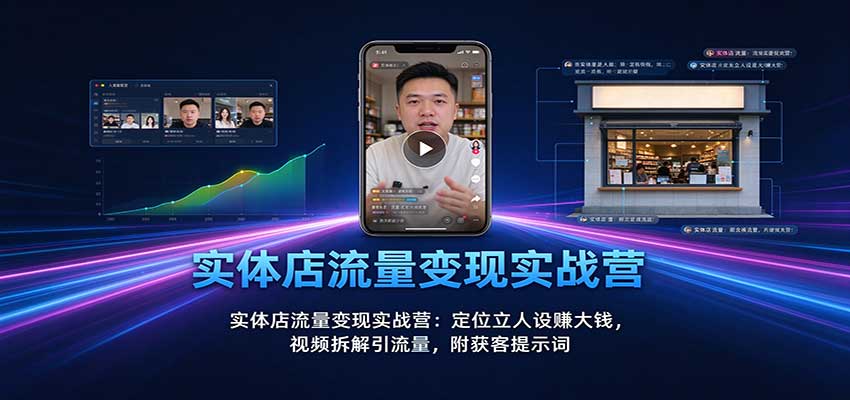实体店流量变现实战营：定位立人设赚大钱，视频拆解引流量，附获客提示词-知行阁轻创网-分享网络赚钱项目-全网首发副业项目实操平台-副业创业项目网