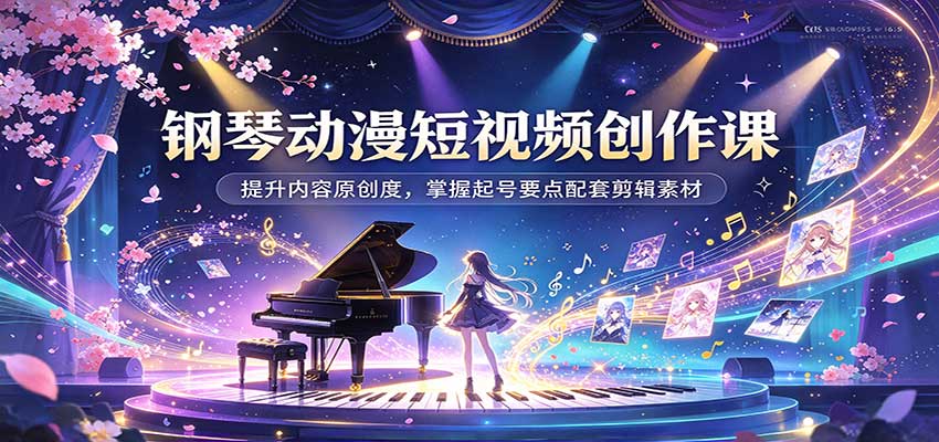 钢琴动漫短视频创作课:提升内容原创度,掌握起号要点配套剪辑素材-知行阁轻创网-分享网络赚钱项目-全网首发副业项目实操平台-副业创业项目网