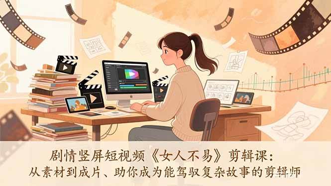 （17305期）剧情竖屏短视频《女人不易》剪辑课：从素材到成片、助你成为能驾驭复杂故事的剪辑师-知行阁轻创网-分享网络赚钱项目-全网首发副业项目实操平台-副业创业项目网