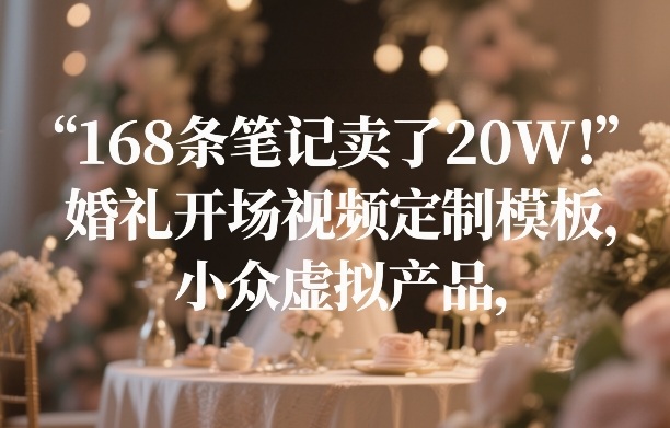 168条笔记卖了20W！婚礼开场视频定制模板，小众虚拟产品-知行阁轻创网-分享网络赚钱项目-全网首发副业项目实操平台-副业创业项目网