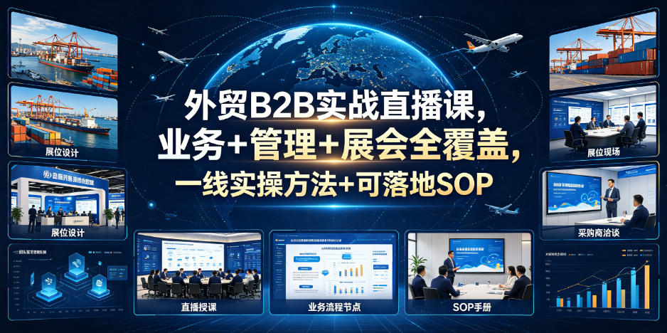 外贸B2B实战直播课,业务+管理+展会全覆盖,一线实操方法+可落地SOP-知行阁轻创网-分享网络赚钱项目-全网首发副业项目实操平台-副业创业项目网