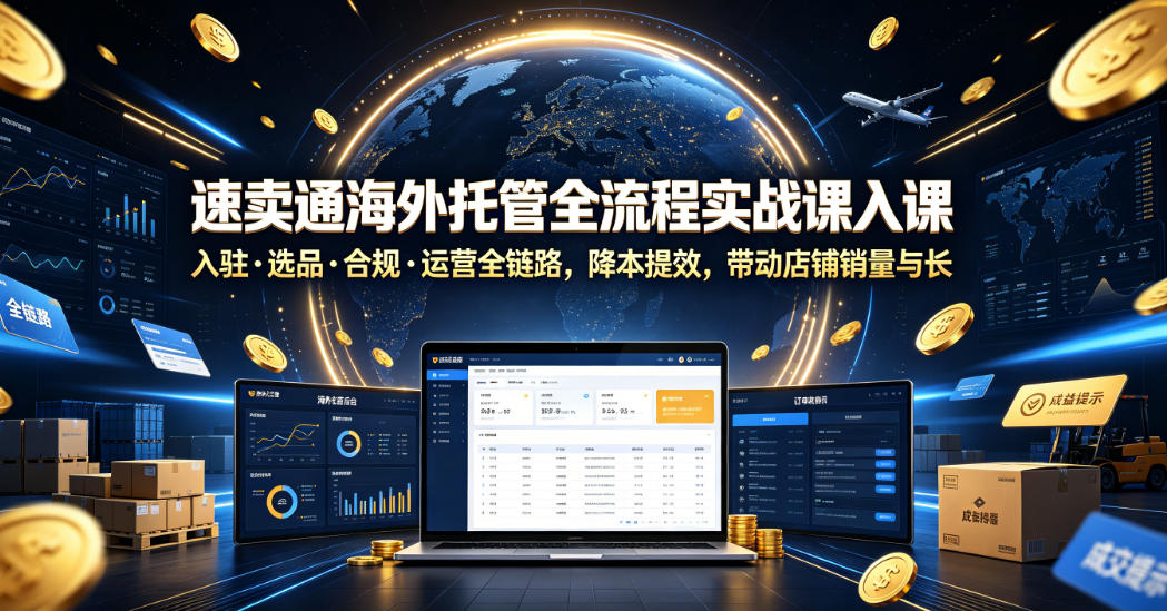 速卖通海外托管全流程实战课入驻・选品・合规・运营全链路，降本提效，带动店铺销量与收益增长-知行阁轻创网-分享网络赚钱项目-全网首发副业项目实操平台-副业创业项目网