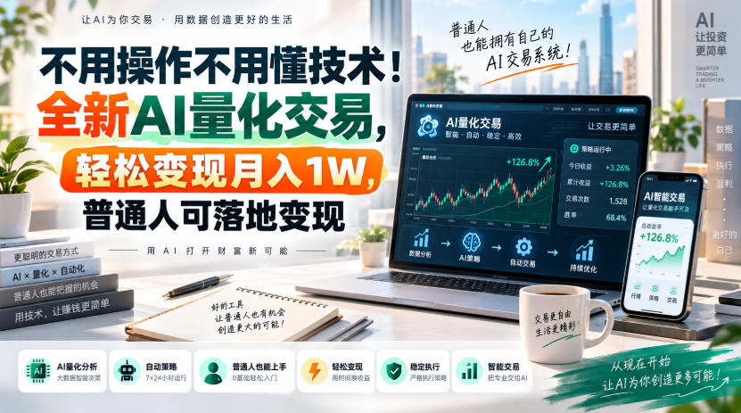 不用操作不用懂技术！全新AI量化交易，轻松变现月入1W，普通人可落地变现！【揭秘】-知行阁轻创网-分享网络赚钱项目-全网首发副业项目实操平台-副业创业项目网