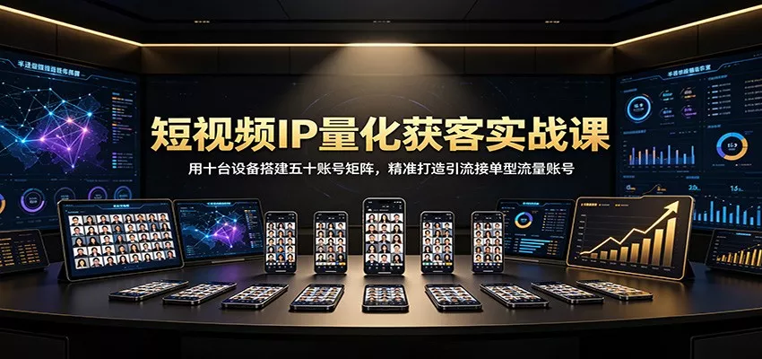 短视频IP量化获客实战课:用十台设备搭建五十账号矩阵,精准打造引流接单型流量账号-知行阁轻创网-分享网络赚钱项目-全网首发副业项目实操平台-副业创业项目网