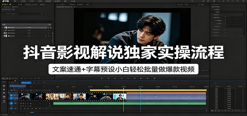 抖音影视解说独家实操流程，文案速通+字幕预设小白轻松批量做爆款视频-知行阁轻创网-分享网络赚钱项目-全网首发副业项目实操平台-副业创业项目网