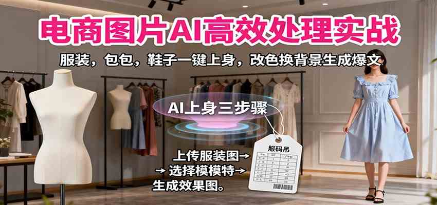 电商图片AI高效处理实战，服装，包包，鞋子一键上身，改色换背景生成爆文-知行阁轻创网-分享网络赚钱项目-全网首发副业项目实操平台-副业创业项目网