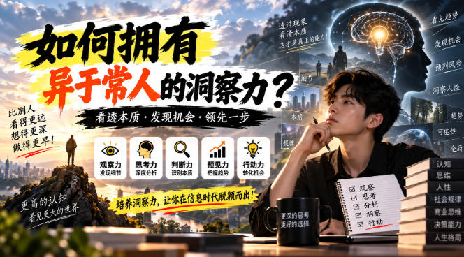 某公众号付费文章:如何拥有异于常人的洞察力?-知行阁轻创网-分享网络赚钱项目-全网首发副业项目实操平台-副业创业项目网
