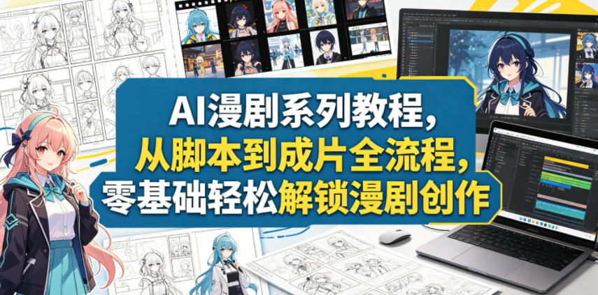 AI漫剧系列教程，从脚本到成片全流程，零基础轻松解锁漫剧创作-知行阁轻创网-分享网络赚钱项目-全网首发副业项目实操平台-副业创业项目网