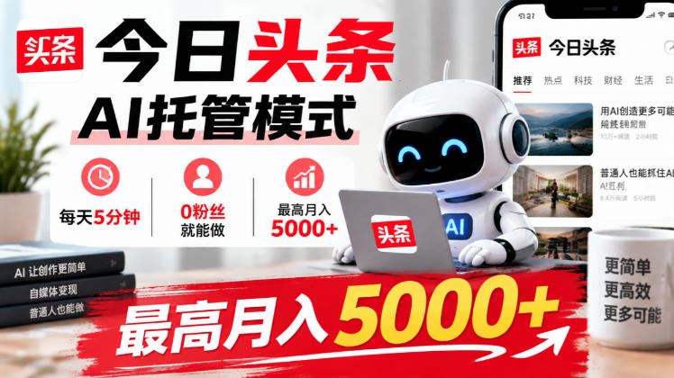 今日头条AI托管模式,每天5分钟,0粉丝就能做,最高月入5000+【揭秘】 今日头条AI托管模式,每天5分钟,0粉丝就能做,最高月入5000+【揭秘】