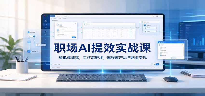 职场AI提效实战课：智能体训练，工作流搭建，编程做产品与副业变现-知行阁轻创网-分享网络赚钱项目-全网首发副业项目实操平台-副业创业项目网