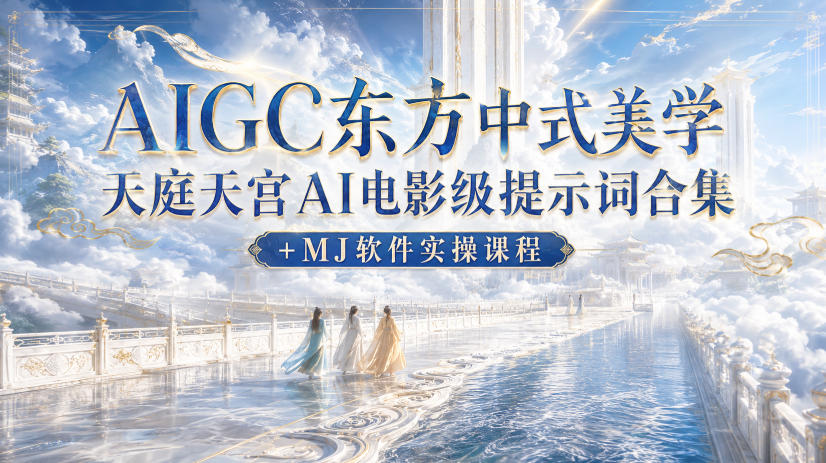 AIGC东方中式美学天庭天宫AI电影级提示词合集+MJ软件实操课程-知行阁轻创网-分享网络赚钱项目-全网首发副业项目实操平台-副业创业项目网