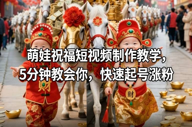 萌娃祝福短视频制作教学，5分钟教会你，快速起号涨粉-知行阁轻创网-分享网络赚钱项目-全网首发副业项目实操平台-副业创业项目网