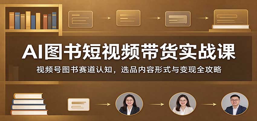 AI图书短视频带货实战课：视频号图书赛道认知，选品内容形式与变现全攻略-知行阁轻创网-分享网络赚钱项目-全网首发副业项目实操平台-副业创业项目网