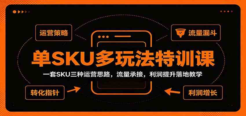 单SKU多玩法特训课:一套SKU三种运营思路,流量承接,利润提升落地教学-知行阁轻创网-分享网络赚钱项目-全网首发副业项目实操平台-副业创业项目网