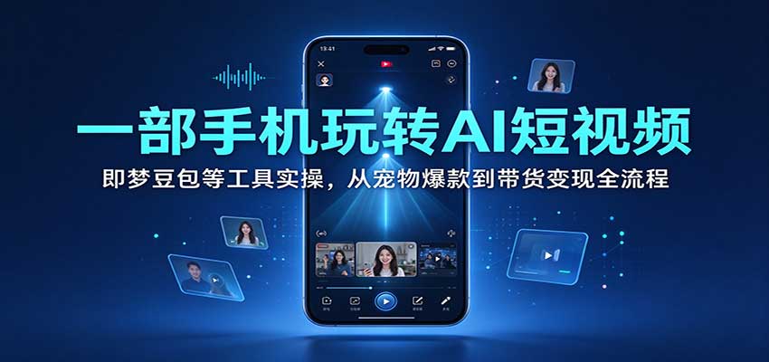 一部手机玩转AI短视频：即梦豆包等工具实操，从宠物爆款到带货变现全流程-知行阁轻创网-分享网络赚钱项目-全网首发副业项目实操平台-副业创业项目网