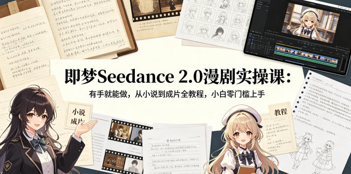 即梦Seedance 2.0漫剧实操课：有手就能做，从小说到成片全教程，小白零门槛上手-知行阁轻创网-分享网络赚钱项目-全网首发副业项目实操平台-副业创业项目网