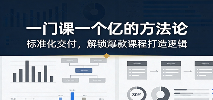 一门课一个亿的方法论：标准化交付，解锁爆款课程打造逻辑-知行阁轻创网-分享网络赚钱项目-全网首发副业项目实操平台-副业创业项目网