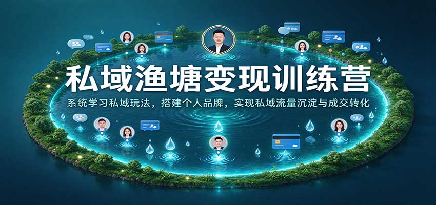 私域渔塘变现训练营：系统学习私域玩法，搭建个人品牌，实现私域流量沉淀与成交转化-知行阁轻创网-分享网络赚钱项目-全网首发副业项目实操平台-副业创业项目网