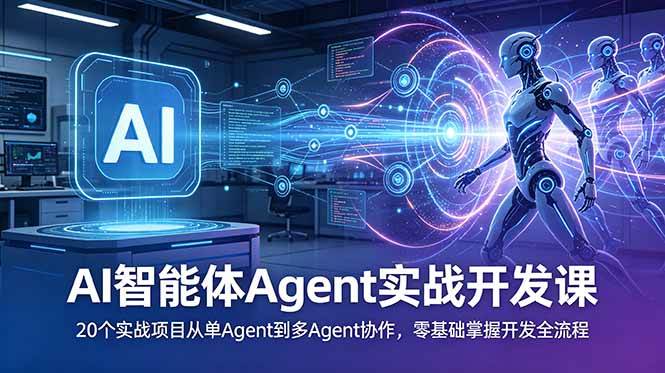 （18983期）AI智能体Agent实战开发课：20个实战项目从单Agent到多Agent协作，零基础掌握开发全流程-知行阁轻创网-分享网络赚钱项目-全网首发副业项目实操平台-副业创业项目网