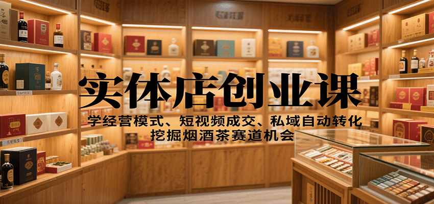 实体店创业课：学经营模式、短视频成交、私域自动转化，挖掘烟酒茶赛道机会-知行阁轻创网-分享网络赚钱项目-全网首发副业项目实操平台-副业创业项目网
