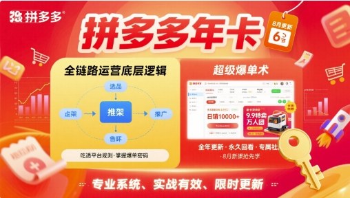 拼多多年卡，拼多多全链路运营底层逻辑，超级爆单术【更新26年8月】-知行阁轻创网-分享网络赚钱项目-全网首发副业项目实操平台-副业创业项目网