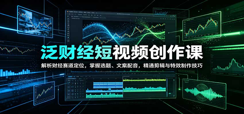 泛财经短视频创作课:解析财经赛道定位,掌握选题、文案配音,精通剪辑与特效制作技巧-知行阁轻创网-分享网络赚钱项目-全网首发副业项目实操平台-副业创业项目网
