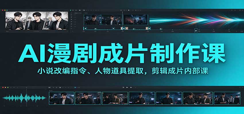 AI漫剧成片制作课:小说改编指令、人物道具提取,剪辑成片全流程-知行阁轻创网-分享网络赚钱项目-全网首发副业项目实操平台-副业创业项目网
