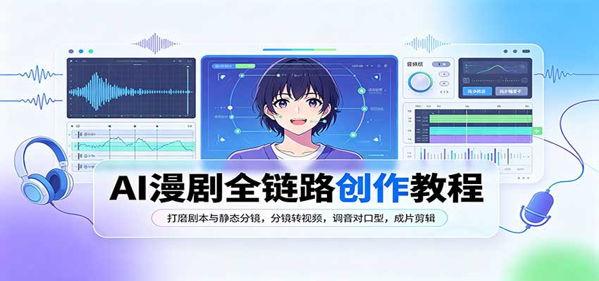 AI漫剧全链路创作教程：打磨剧本与静态分镜，分镜转视频，调音对口型，成片剪辑-知行阁轻创网-分享网络赚钱项目-全网首发副业项目实操平台-副业创业项目网