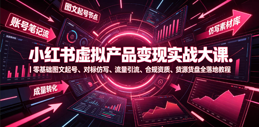 小红书虚拟产品变现实战大课｜零基础图文起号、对标仿写、流量引流、合规资质、货源货盘全落地教程-知行阁轻创网-分享网络赚钱项目-全网首发副业项目实操平台-副业创业项目网
