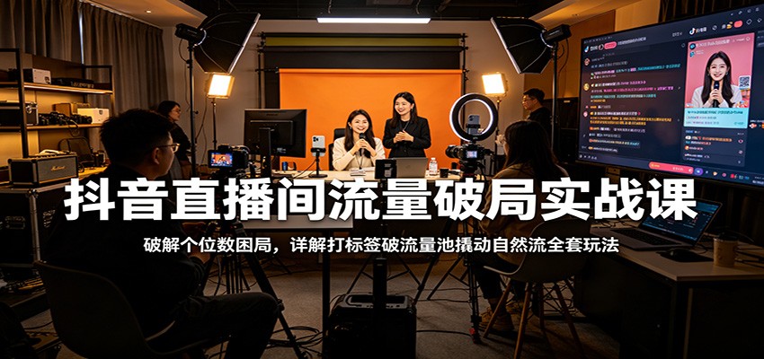 抖音直播间流量破局实战课：破解个位数困局，详解打标签破流量池撬动自然流全套玩法-知行阁轻创网-分享网络赚钱项目-全网首发副业项目实操平台-副业创业项目网