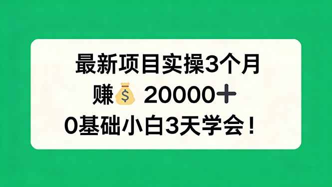 （17856期）最新项目实操3个月，赚钱20000+，0基础小白3天学会！-知行阁轻创网-分享网络赚钱项目-全网首发副业项目实操平台-副业创业项目网