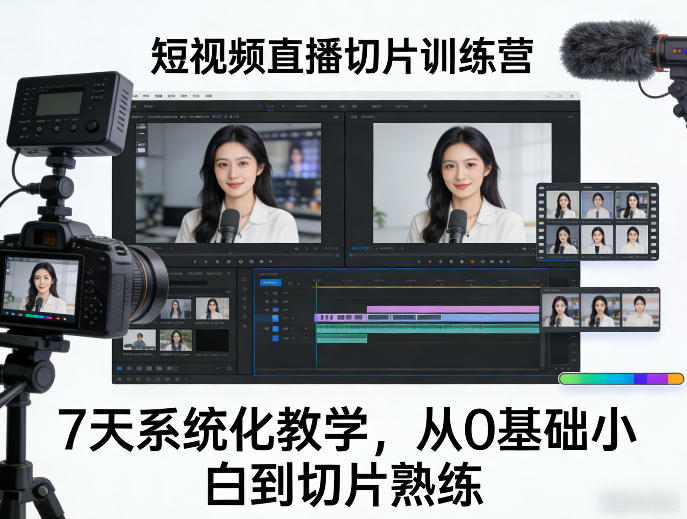 短视频直播切片训练营，7天系统化教学，从0基础小白到切片熟练-知行阁轻创网-分享网络赚钱项目-全网首发副业项目实操平台-副业创业项目网