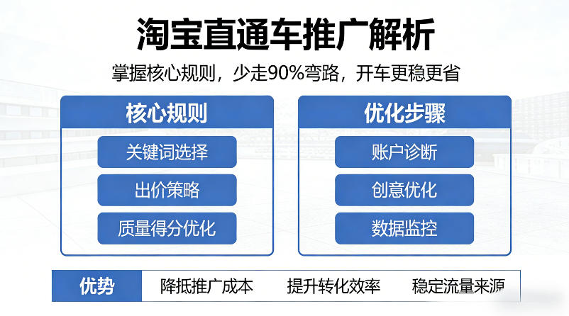 淘宝直通车推广解析，掌握核心规则，少走90%弯路，开车更稳更省-知行阁轻创网-分享网络赚钱项目-全网首发副业项目实操平台-副业创业项目网