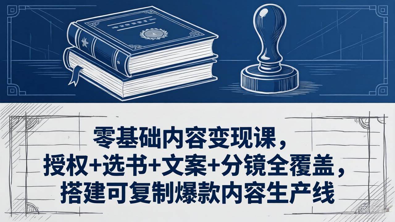 （18243期）零基础内容变现课，授权+选书+文案+分镜全覆盖，搭建可复制爆款内容生产线-知行阁轻创网-分享网络赚钱项目-全网首发副业项目实操平台-副业创业项目网