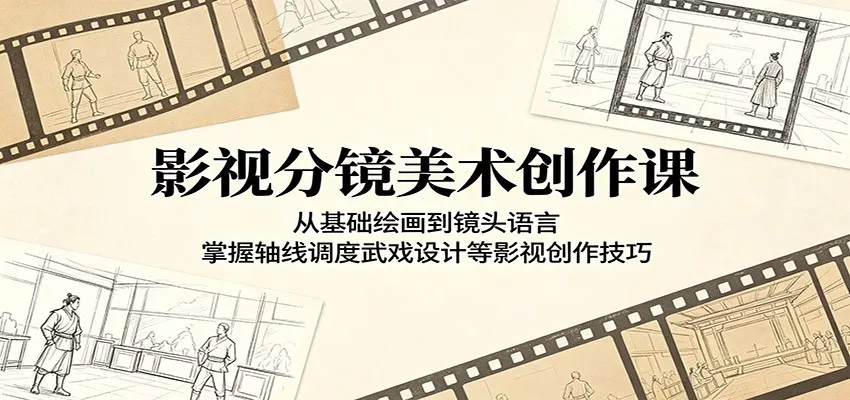 影视分镜美术创作课：从基础绘画到镜头语言，掌握轴线调度武戏设计等影视创作技巧-知行阁轻创网-分享网络赚钱项目-全网首发副业项目实操平台-副业创业项目网