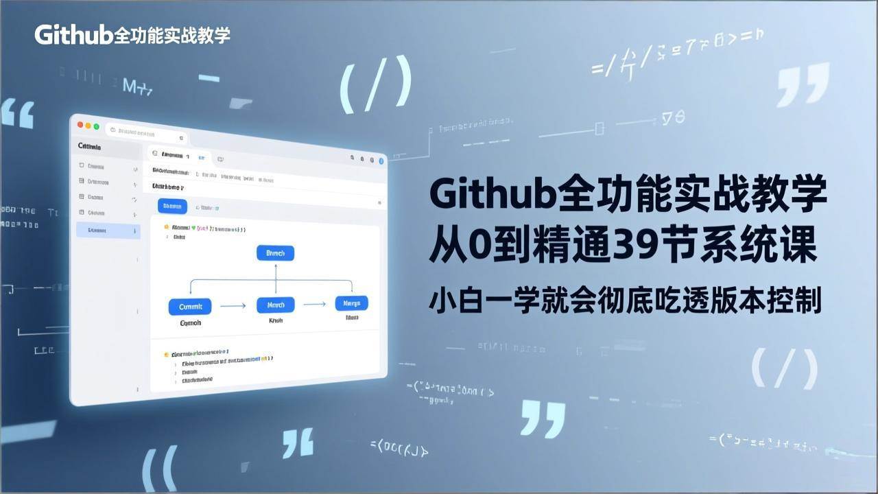 （17501期）GitHub-全功能实战教学，从0到精通39节系统课，小白一学就会彻底吃透版本控制-知行阁轻创网-分享网络赚钱项目-全网首发副业项目实操平台-副业创业项目网