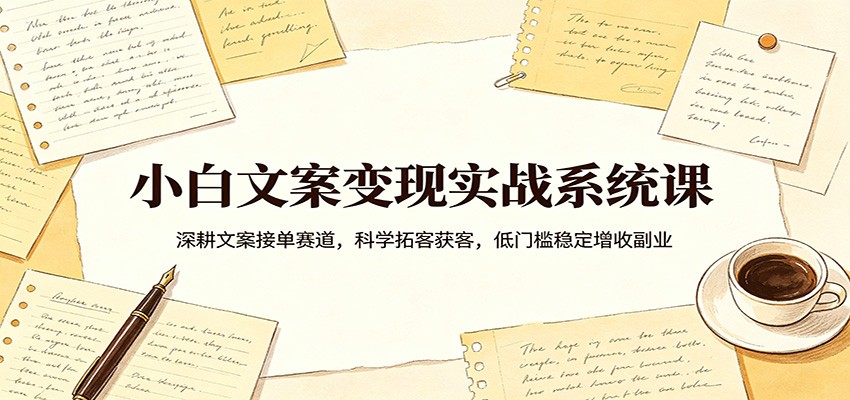 小白文案变现实战系统课：深耕文案接单赛道，科学拓客获客，低门槛稳定增收副业-知行阁轻创网-分享网络赚钱项目-全网首发副业项目实操平台-副业创业项目网