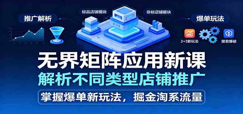 无界矩阵应用新课，解析不同类型店铺推广，掌握爆单新玩法，掘金淘系流量-知行阁轻创网-分享网络赚钱项目-全网首发副业项目实操平台-副业创业项目网