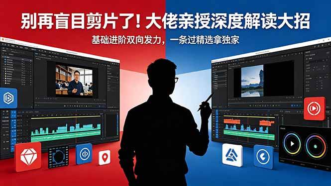 （18384期）别再盲目剪片了！大佬亲授深度解读大招，基础进阶双向发力，一条过精选拿独家-知行阁轻创网-分享网络赚钱项目-全网首发副业项目实操平台-副业创业项目网