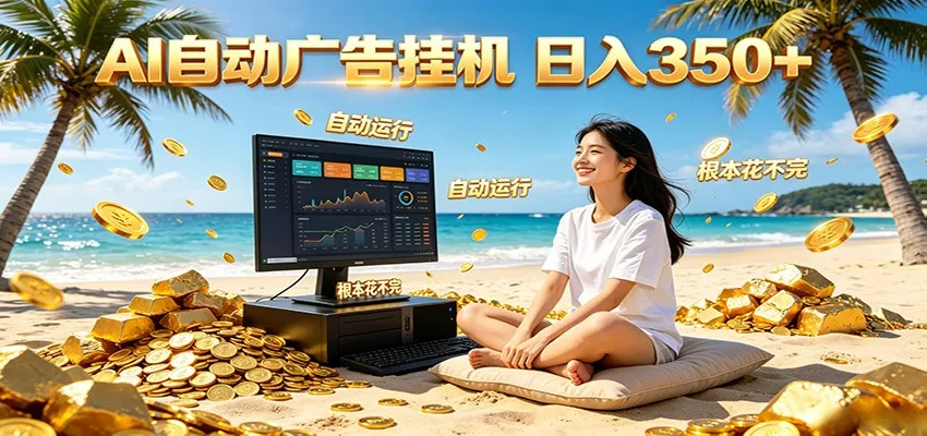 AI自动广告挂机 日入350+ 真正做到躺赚式变现,根本花不完!-知行阁轻创网-分享网络赚钱项目-全网首发副业项目实操平台-副业创业项目网