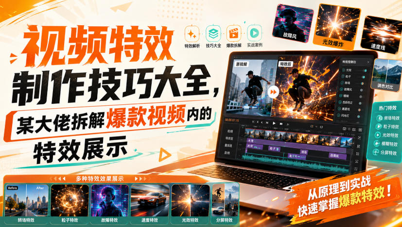 视频特效制作技巧大全，某大佬拆解爆款视频内的特效展示-知行阁轻创网-分享网络赚钱项目-全网首发副业项目实操平台-副业创业项目网