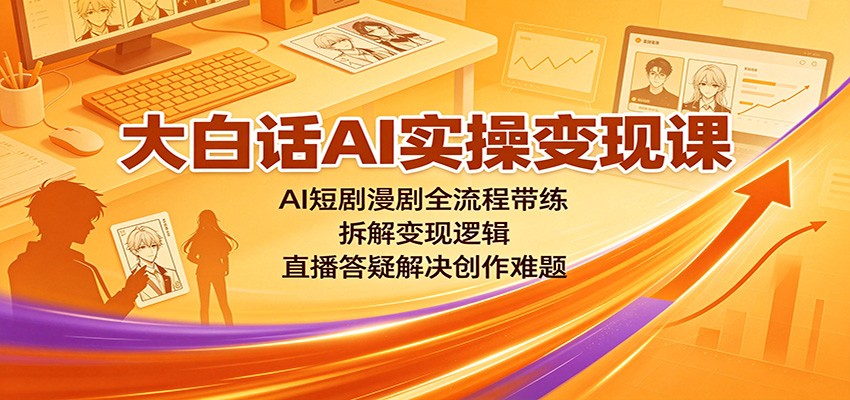 大白话AI实操变现课：AI短剧漫剧全流程带练，拆解变现逻辑，直播答疑解决创作难题-知行阁轻创网-分享网络赚钱项目-全网首发副业项目实操平台-副业创业项目网