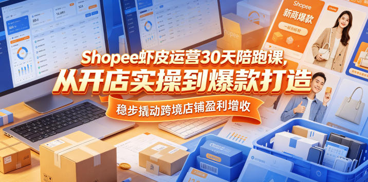 Shopee虾皮运营30天陪跑课，从开店实操到爆款打造，稳步撬动跨境店铺盈利增收-知行阁轻创网-分享网络赚钱项目-全网首发副业项目实操平台-副业创业项目网